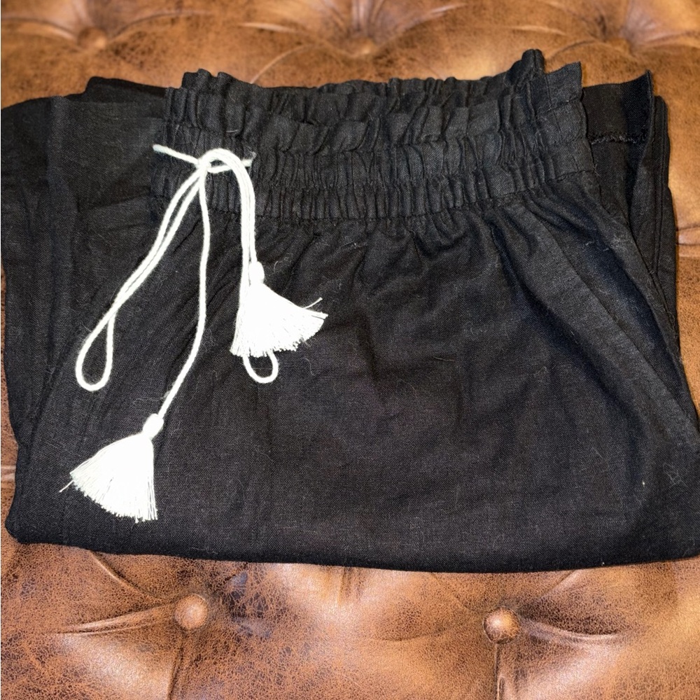 Ava & Viv Black Pants with White Drawstring